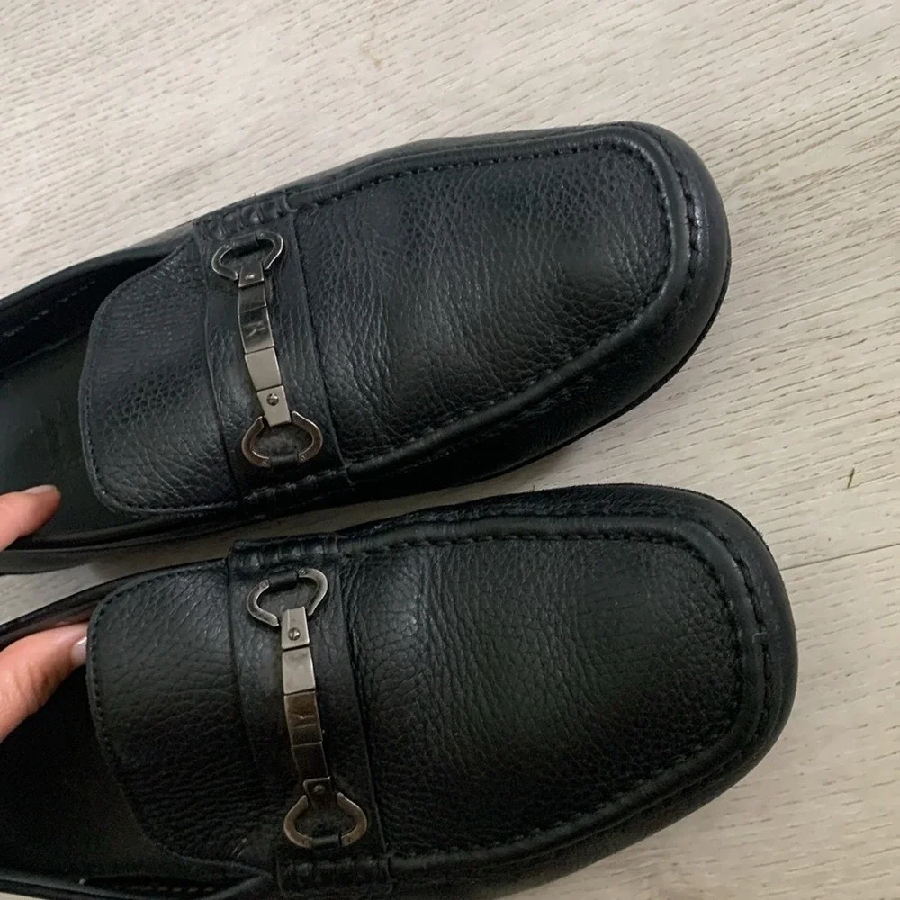 Moreschi Nassau Deerskin Driving Loafers Black‎ size 10 1/2 leather logo